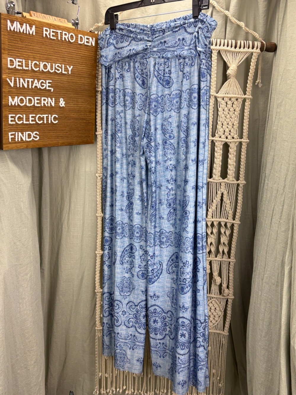 Tasha Polizzi Light Blue Paisley Wide Leg Lounge Pants | XL - Picture 2 of 9